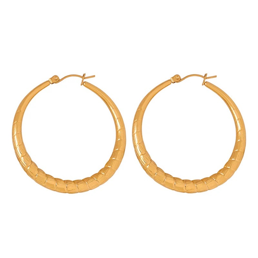 NEW💎18K Gold Large Hoop Earrings*Thin Hoops - Picture 4 of 4